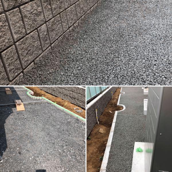 【神奈川】「パナソニックホームズ外構にも透水性コンクリート」NATEX施工100m2犬走り・勾配対策