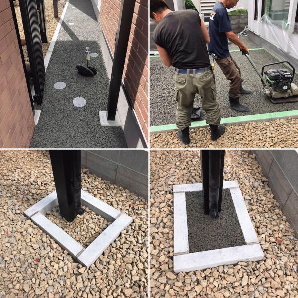 【札幌】カーポート、雨どいの排水（マス）として透水性コンクリート適応【タケザワウォール】