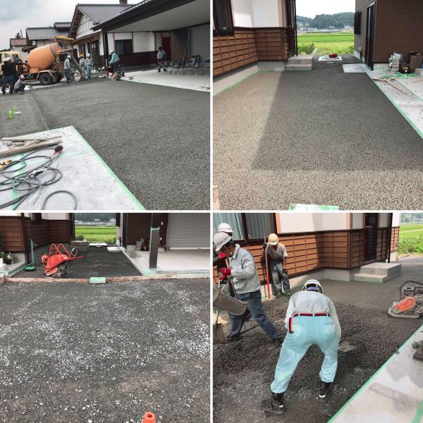 【福島】「150m2（共同住宅外構規模）を1日もかからず難なく完了」未来素材ドライテック（透水性コンクリート）福島でも大躍進
