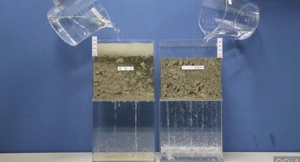 「雨水が地中浸透してもCBR値が下がらず透水性も保持される地盤改良工・路盤工」ATTACK路盤材