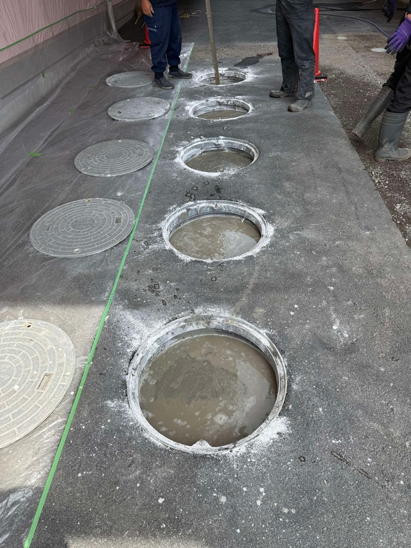 下水への移行により不要となった浄化槽(地中空洞)を充填して落盤事故を未然に防ぐ