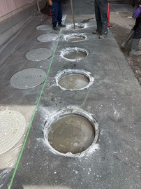 下水への移行により不要となった浄化槽（地中空洞）を充填して落盤事故を未然に防ぐ