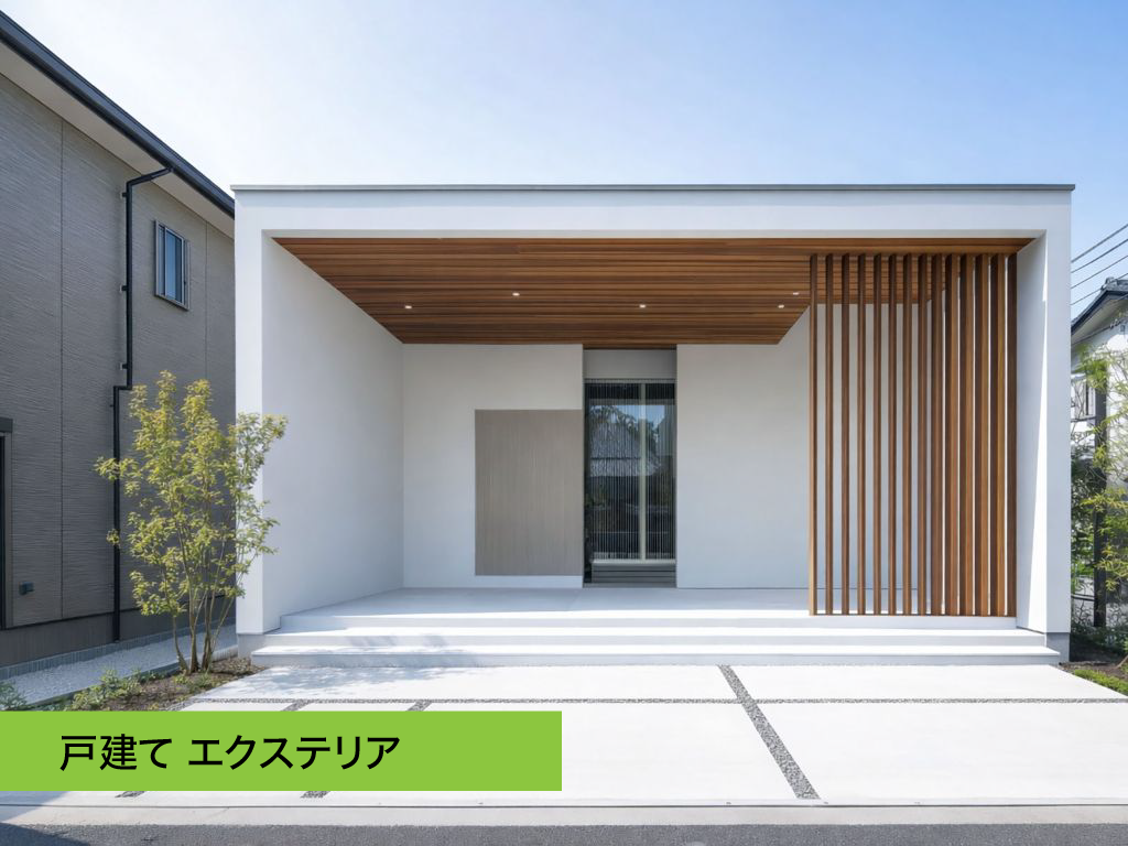 外壁にあわせたイメージの白い駐車場とすることで高い統一感